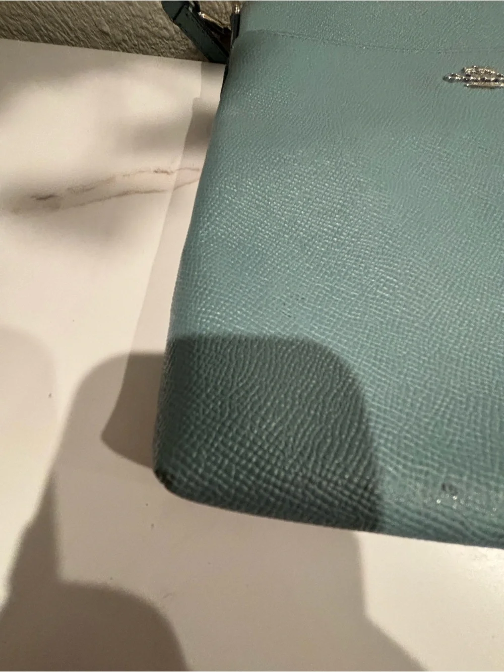 COACH Pebble Leather Crossbody in Sea Glass